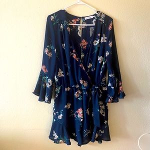 Floral Short Long Sleeve Romper